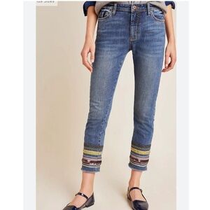 Anthropologie - Pilcro Letterpress High-Rise Embroidered Slim Straight Jeans den